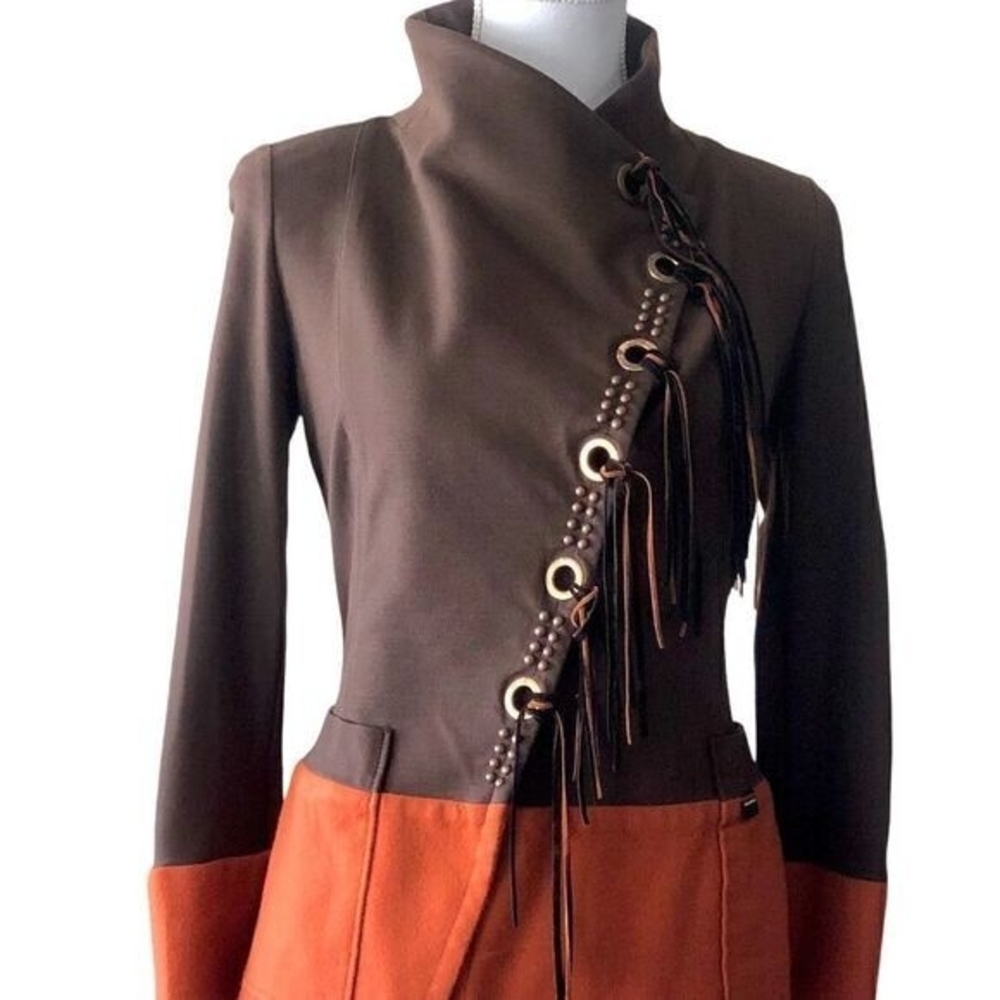 Maria Grazia Severi Wool Blend Suit Blazer Brown Orange Italy Made Womens Size S - Picture 6 of 7
